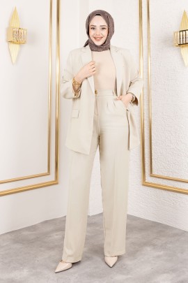 Blazer Takım Bej